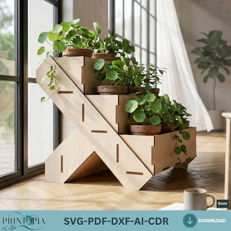 Tiered Wooden Flower Planter Display Box Stand Plywood Garden Decor Succulent Plant Stand Template