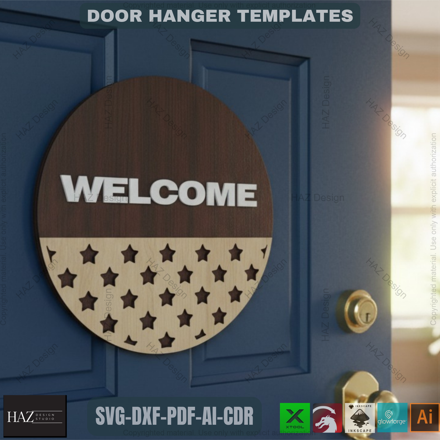 050 Door Hanger Bundle / Patterned Door Hangers / Welcome Sign SVG DXF CDR Ai 050