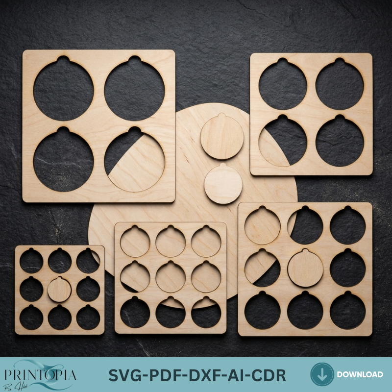 Round Jig Template Bundle for Laser Cutting - Perfect for Engraving Projects 151