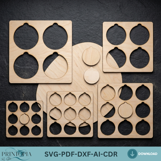 Round Jig Template Bundle for Laser Cutting - Perfect for Engraving Projects 151