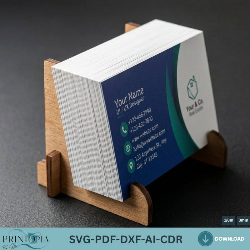 Elegant Business Card Holder Stand Design for Laser Cutting Files