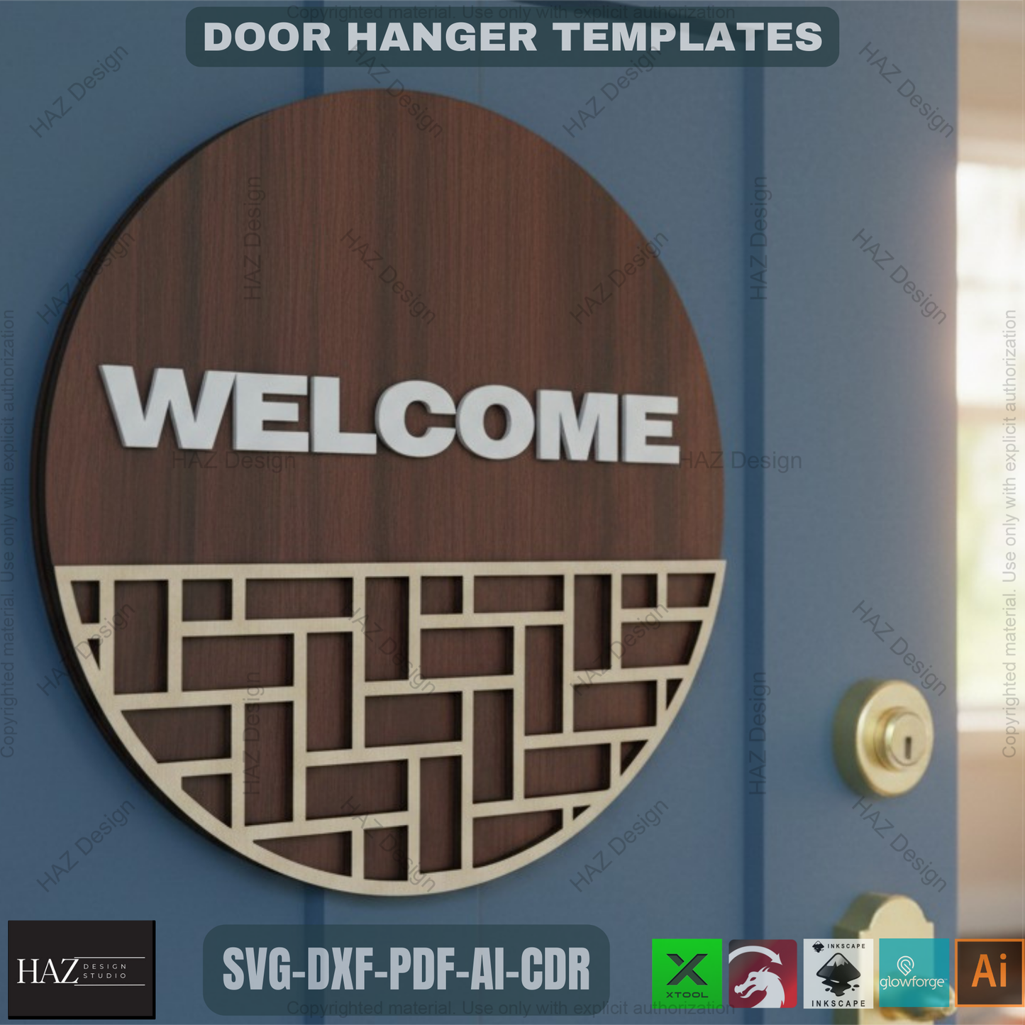 050 Door Hanger Bundle / Patterned Door Hangers / Welcome Sign SVG DXF CDR Ai 050