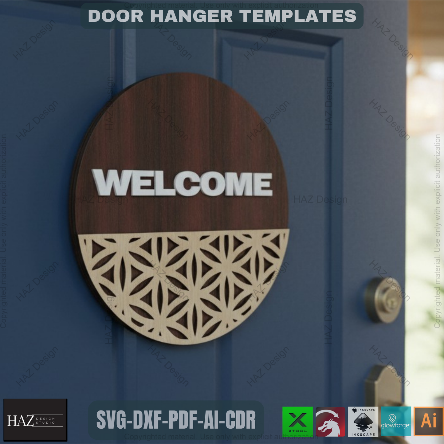 050 Door Hanger Bundle / Patterned Door Hangers / Welcome Sign SVG DXF CDR Ai 050