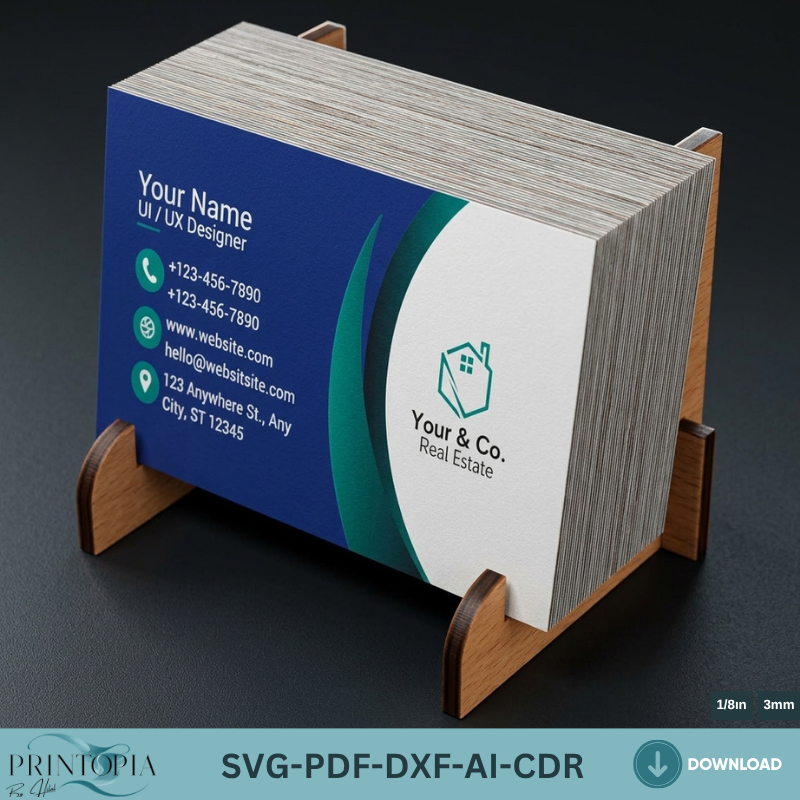 Elegant Business Card Holder Stand Design for Laser Cutting Files
