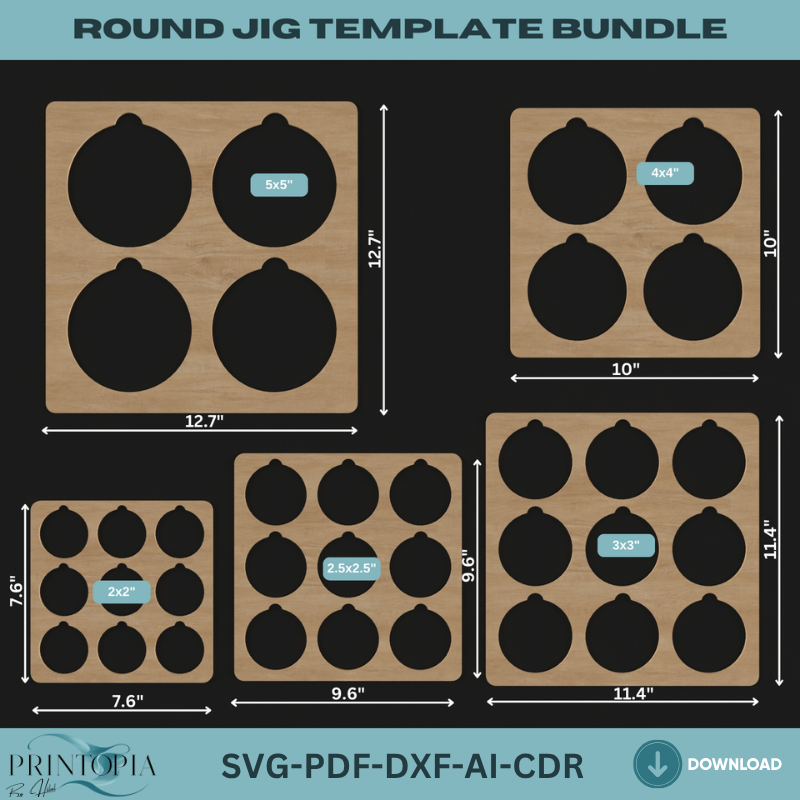 Round Jig Template Bundle for Laser Cutting - Perfect for Engraving Projects 151