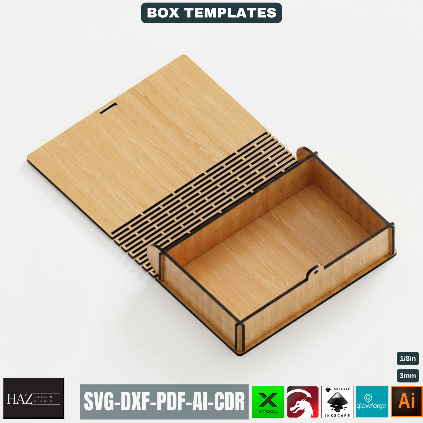Wooden Keepsake Boxes Living Hinge Box Bundle 5 Sizes, Modern Wood Storage Templates 528