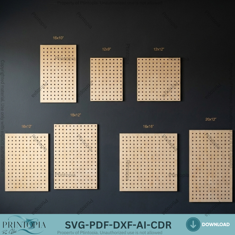22 Sizes Pegboard Laser Cut Templates, Round Hole Wall Organizer Panel,Tool Display Board 336