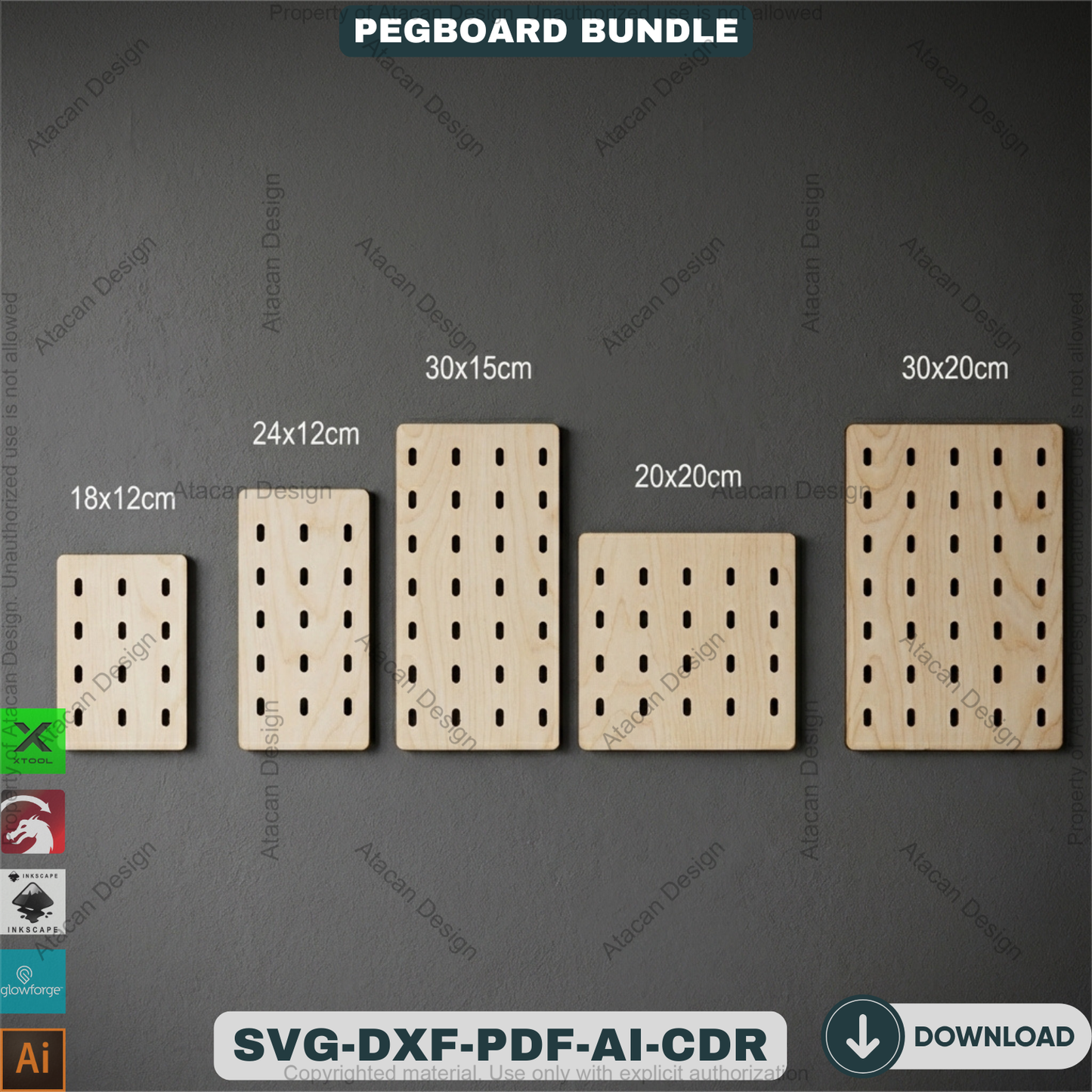 Ikea Skadis Compatible Pegboard Template 20 Sizes Wood Wall Organizer Display Panel 940