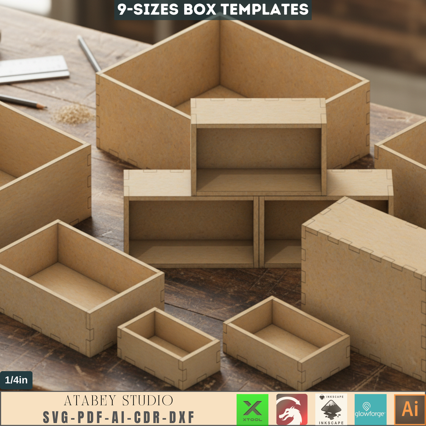 DIY Laser Cut Box Templates - Woodworking Boxes - Perfect for 1/4 Inch Wood Projects 781