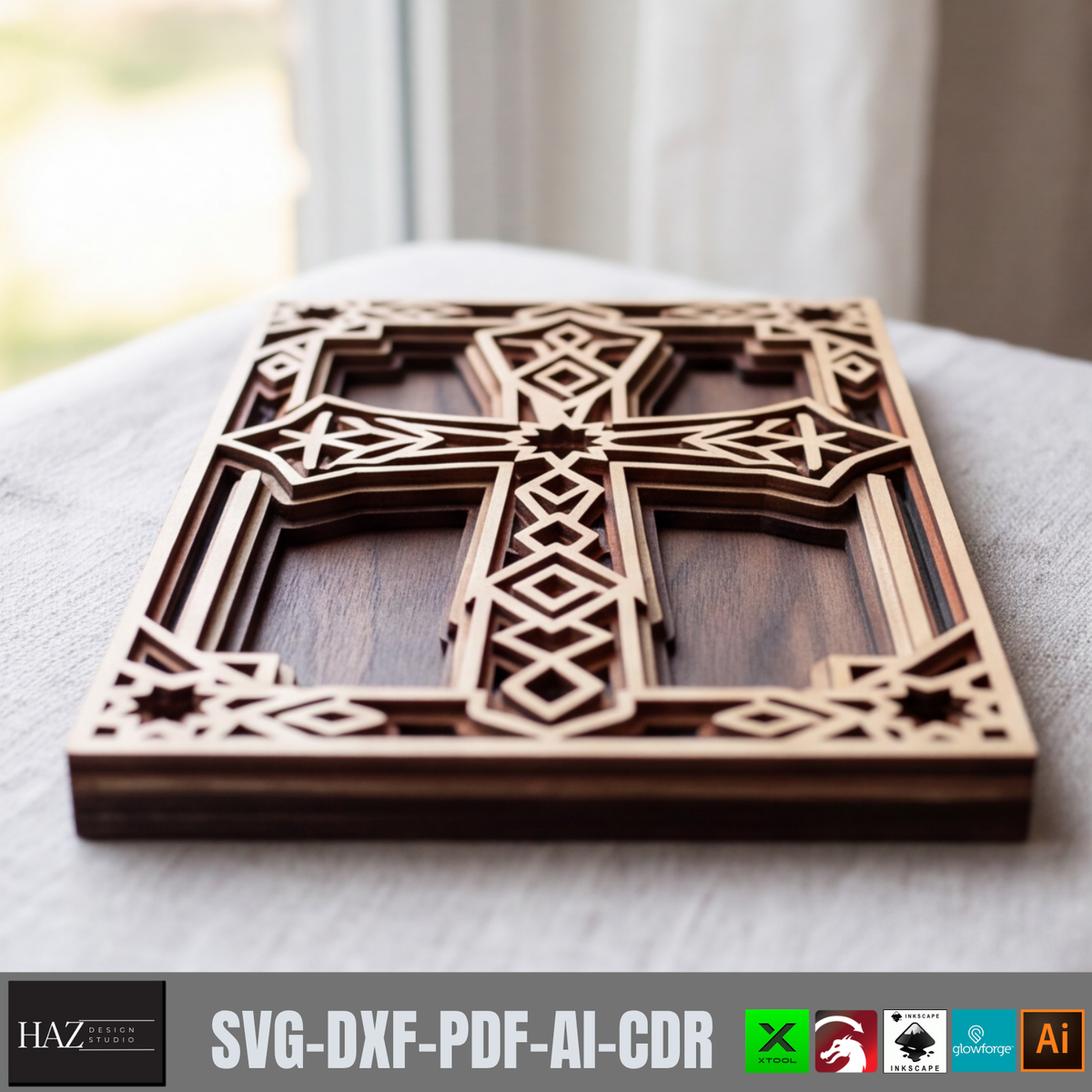 3D Layered Cross Sign Template, Jesus Laser Cutting Plan, Church Decor, Christian Easter Gift