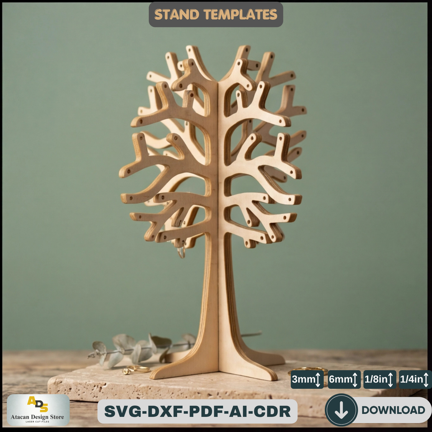 Tree Jewellery Stand / Earing Holder / Laser cut jewelry display