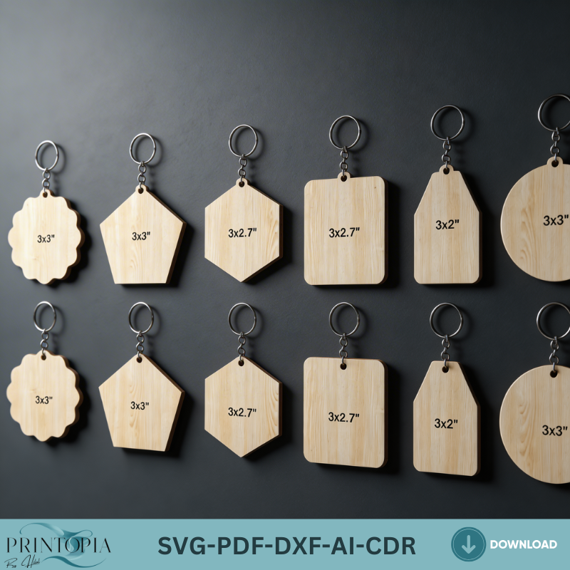 Blank Keychains Bundle Laser Cut Shapes Wood Acrylic Keychain Templates DIY Custom Keychain Designs