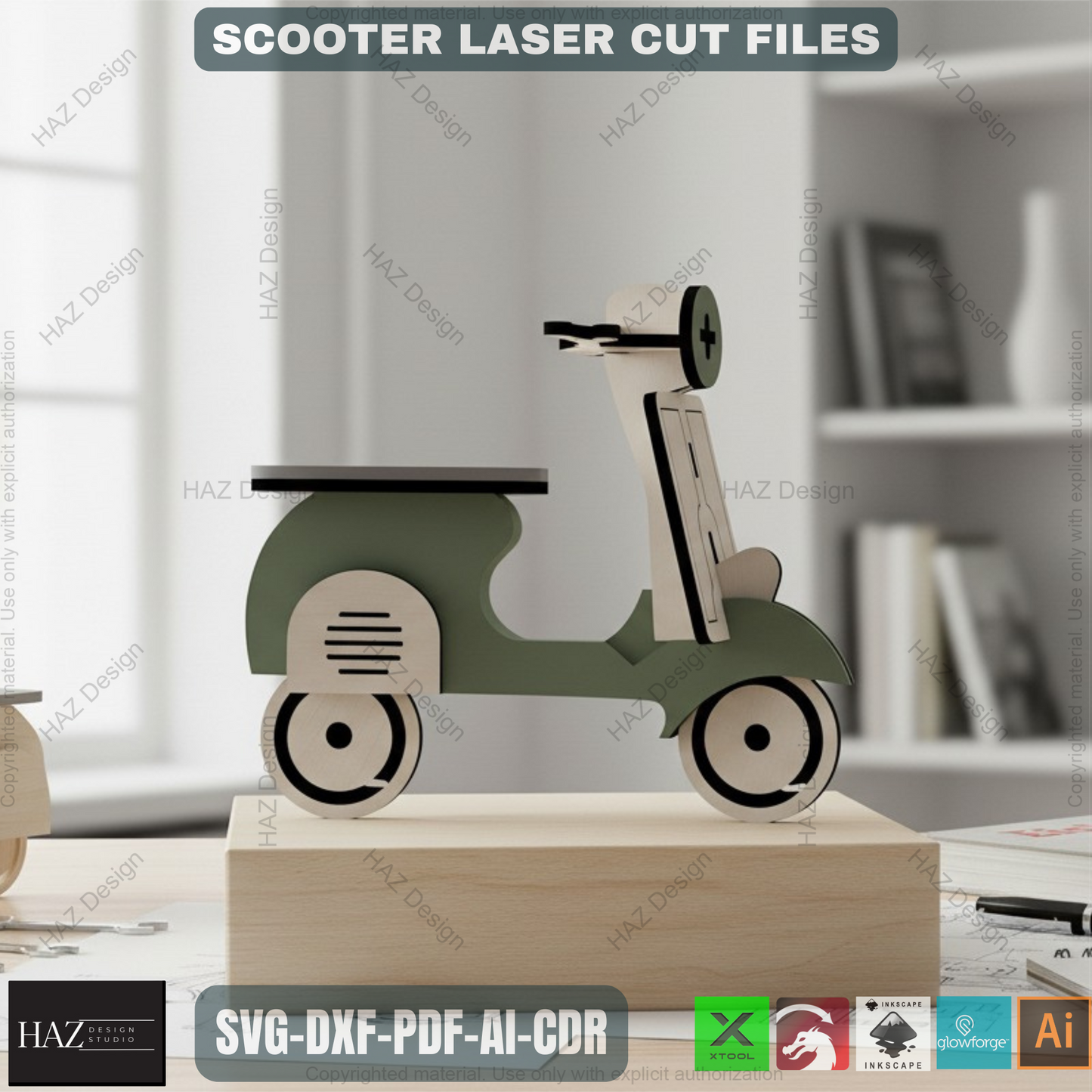 007 italian Scooter Vespa Cutting File / Lambretta Vector Laser cut Files / Dxf Svg Ai Cdr 007