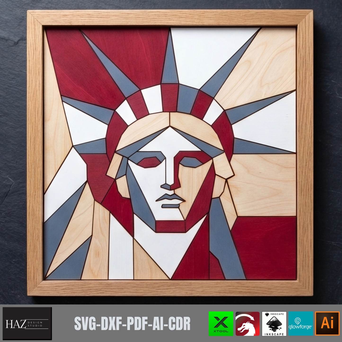 Patriotic American Pattern, Independence Day Decor, Uncle Sam Sign, Statue of Liberty, Eagle Design