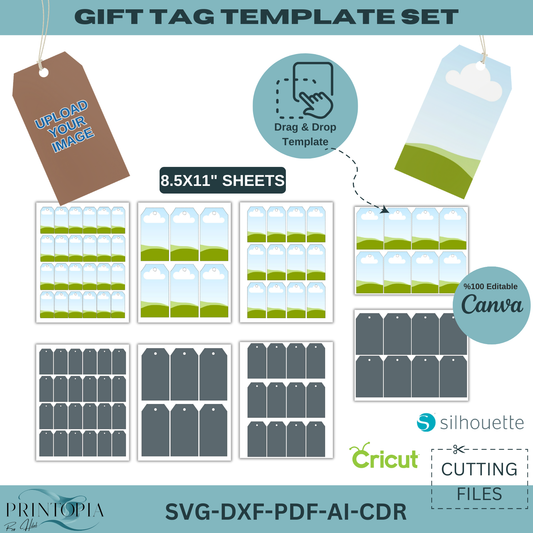 Gift Tag Template Set SVG Bundle | Editable Tags for Cricut, Silhouette, Canva & Cutting Machines 165