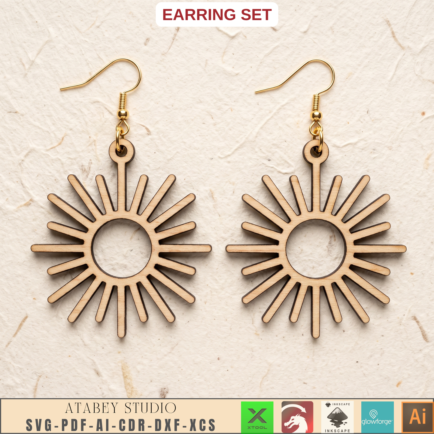 Wooden Bee Butterfly Leaf Earring Templates for Laser Cut Jewelry DIY Plywood Pattern Bundle