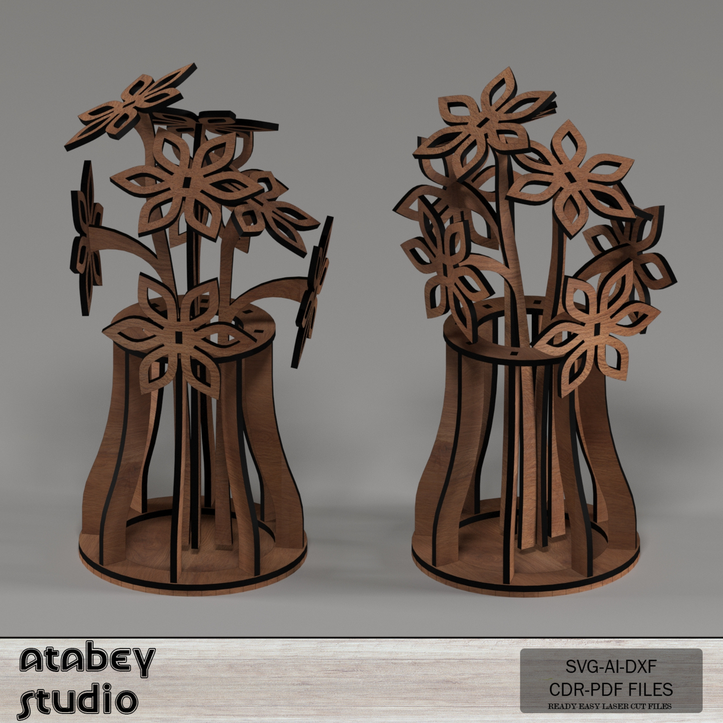 DIY 3D Wooden Flower Vase - Laser Cut Floral Design - Bouquet Model Unique Home Decor 793