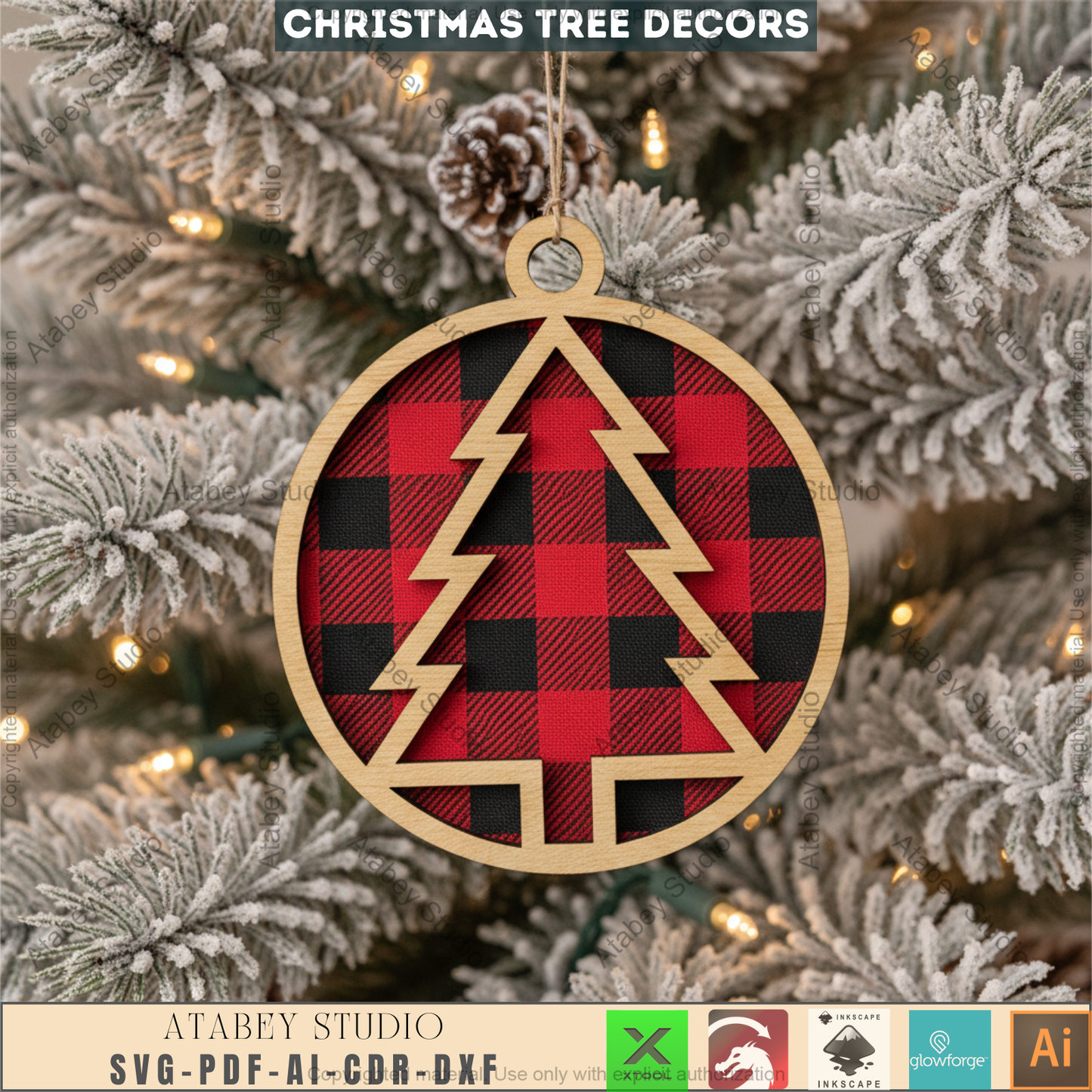 Festive Christmas Trees - Ornament Laser Bundle - Holiday Tree Decor & New Year Tree Templates for DIY Crafting 099