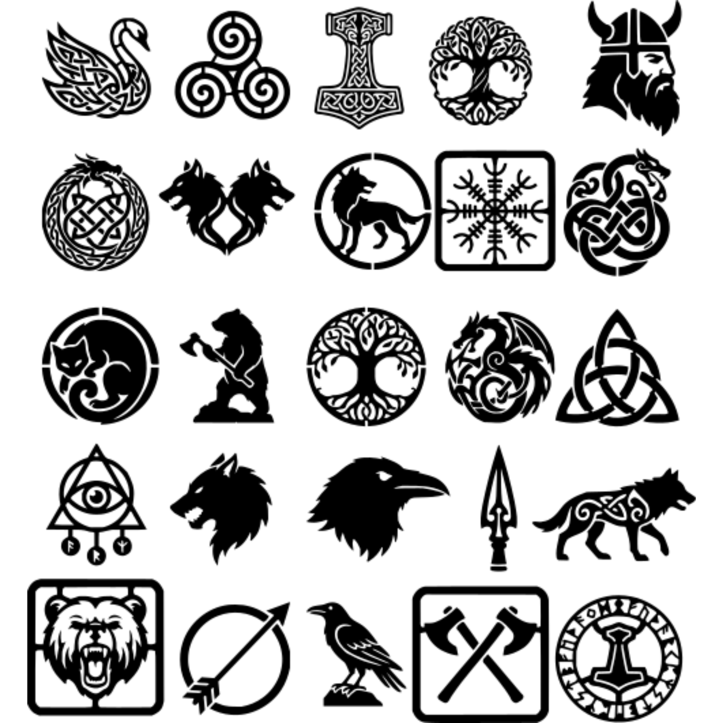 600+ Viking Celtic Design Bundle SVG Laser Cut Tattoo Norse Symbols Mega Pack