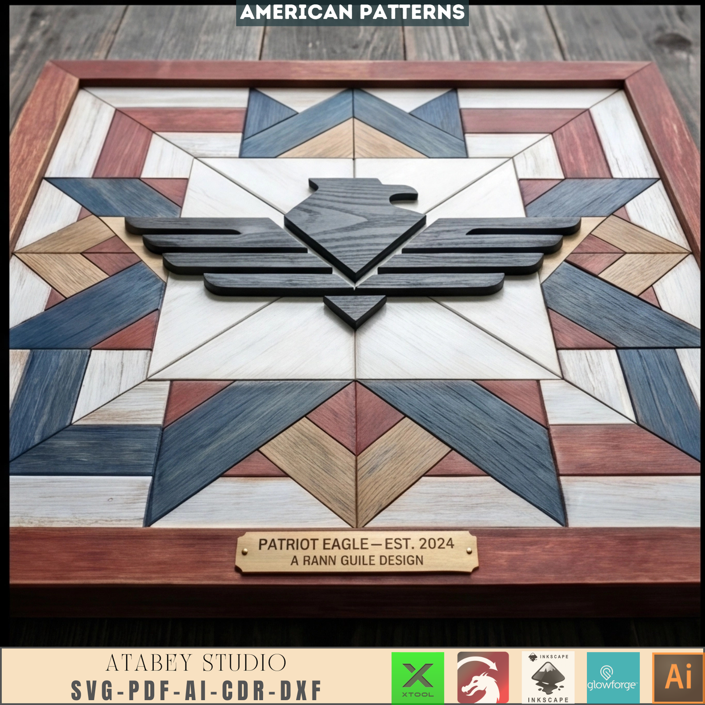 Patriotic Wall Art American Eagle Uncle Sam Quilt Block Independence Day Veteran Gift