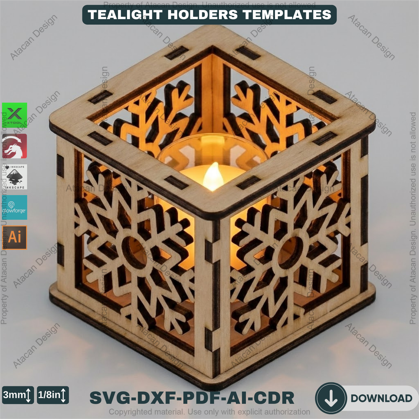 Snowflake Lantern Laser Cut Plans, Wooden Candle Box Template, Christmas Table Centerpiece, Winter Home Decor, 920