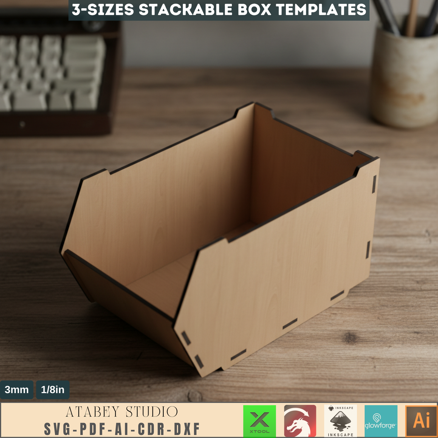 Desk Organizer Stackable Storage Box Svg - Wood Desktop Organizer Storage Bin 575