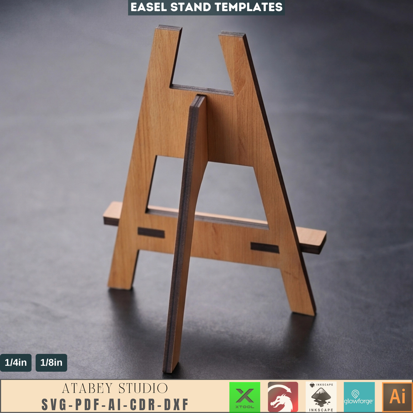 Laser cut EASEL stand SVG / Easy to use Glowforge files and laser cut files / 364