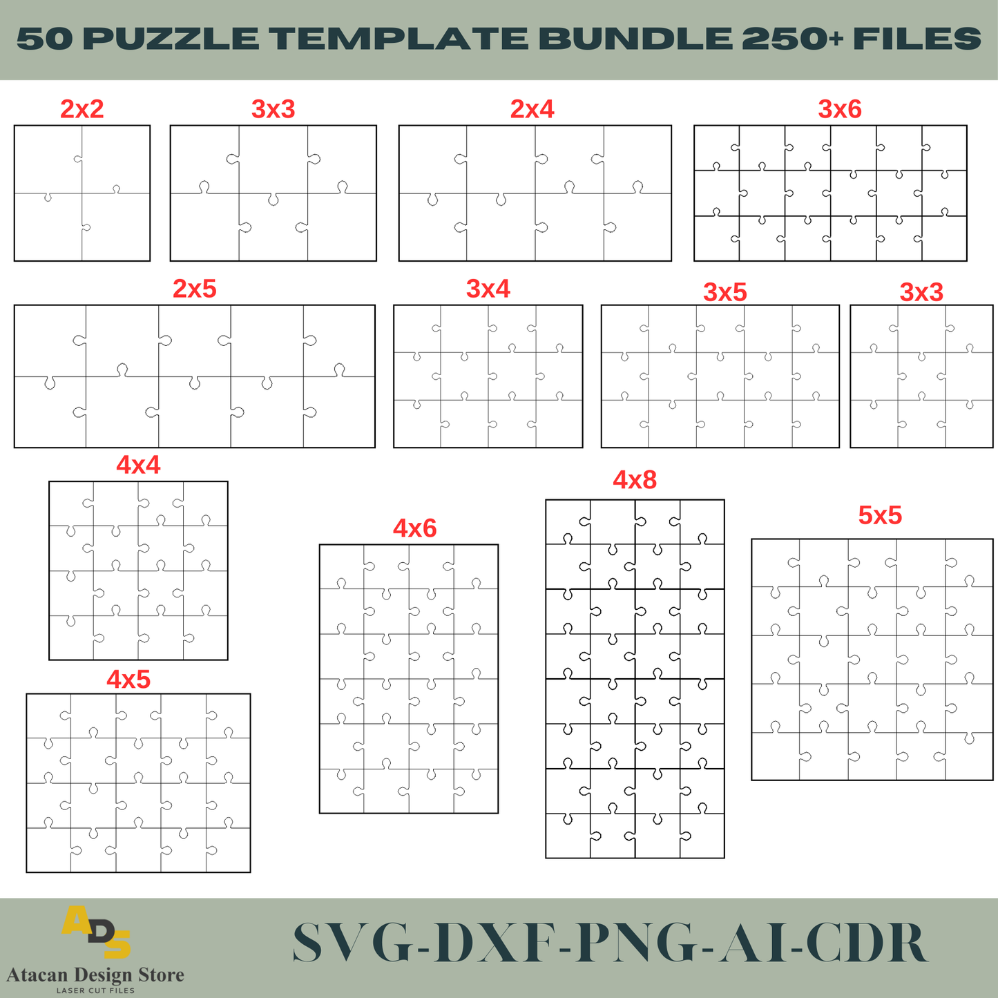 Jigsaw Puzzle Creator's Dream, 50 Designs, 250+ Files - Craft Your Own Puzzles, Puzzle Laser SVG File, Digital Download 728