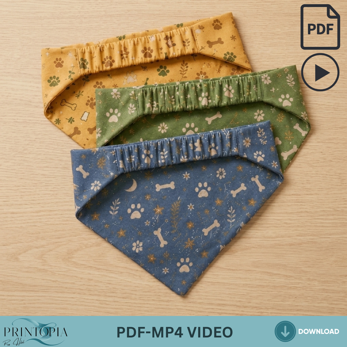 Dog Scrunchie Bandana Sewing Pattern PDF 12 Sizes Instant Download