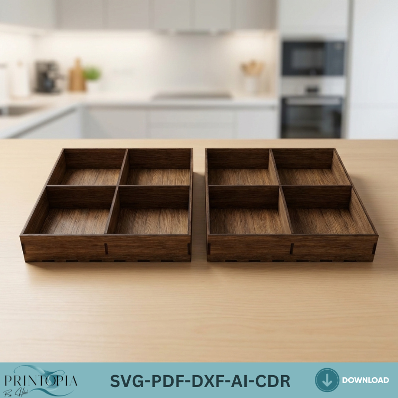 Geometric Laser Cut Coasters and Box Design Modern Wood Coaster Set Bundle