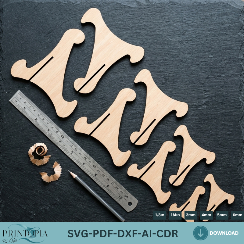Classic Curve Easel Stand Files - Versatile Laser Cut Designs for Displays