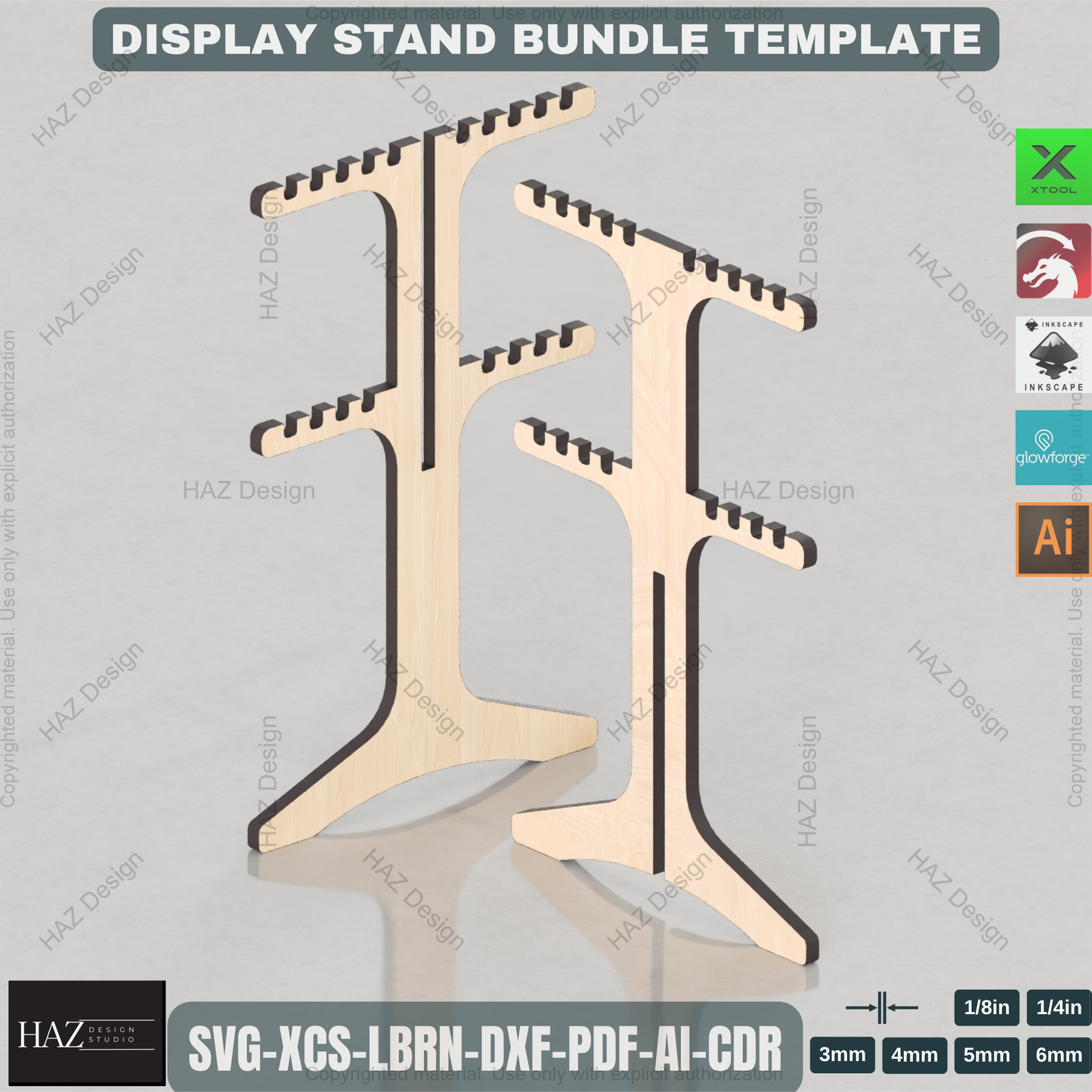 Laser Cut Keychain Necklace Jewelry Display Stand - Instant Download SVG Dxf Cdr Ai Pdf Files 191