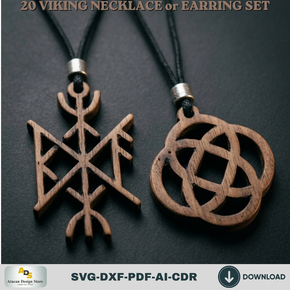 20 Viking Norse Jewelry Laser Cut Templates Necklace Earring Pendant Designs