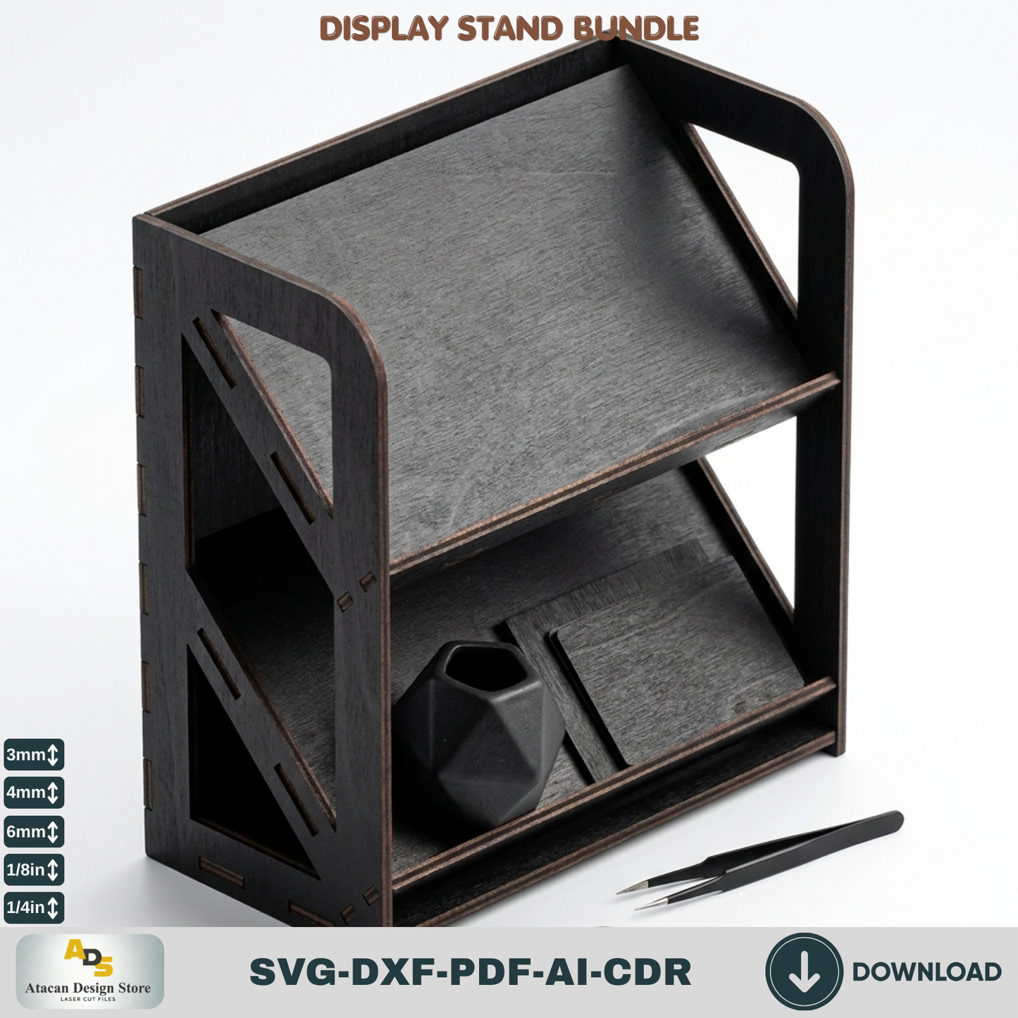 9 Display Stand Bundle Laser Cut SVG Wood Shelf Market Booth Template