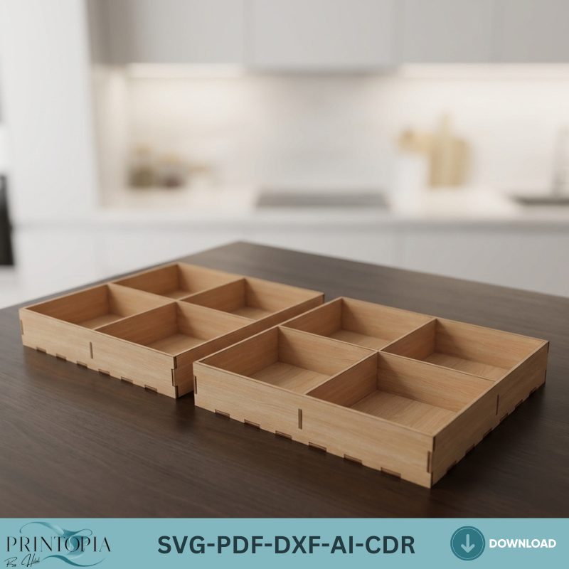 Geometric Wood Drink Coasters Set with Storage Box Laser Cut Patterns Home Decor Gift Ideas