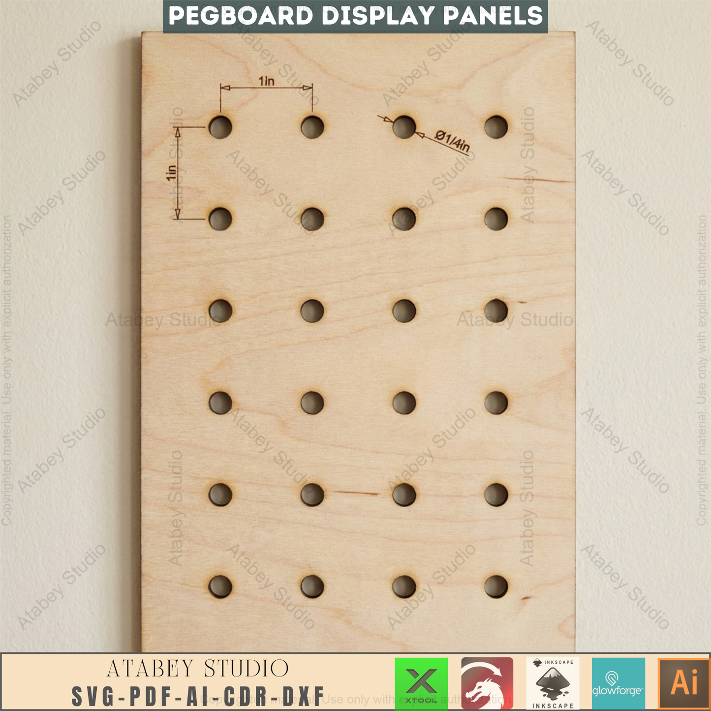 Pegboard Display Panel Templates, 20 Sizes Wall Organizer, Hole Board Pattern for Makers 993