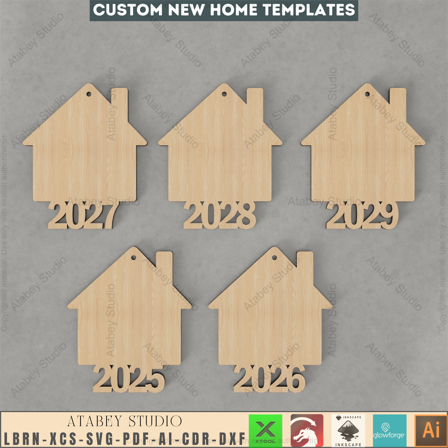 Personalized First Home Ornament SVG, Housewarming Keepsake Laser File, Realtor Gift for Clients, New House Template 2025-2029