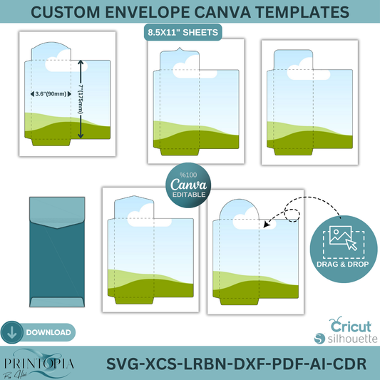 Cash Envelope System SVG, Printable Gift Card Holder, Editable Canva Template for DIY Budgeting, Cricut Money Envelope Cut File