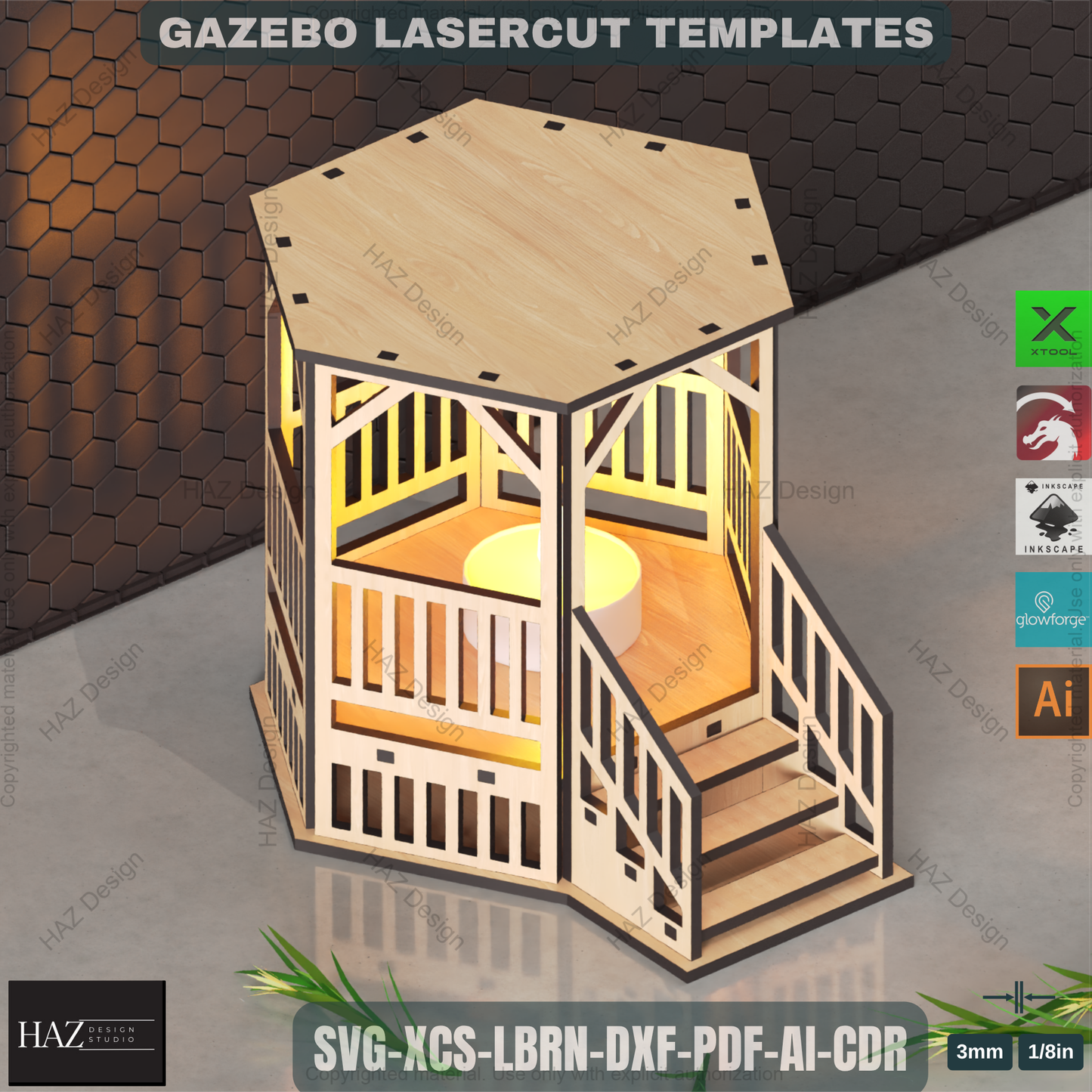 Charming Gazebo Tealight Lantern Design | Laser Cut Files for Rustic Outdoor Decor Idea 456
