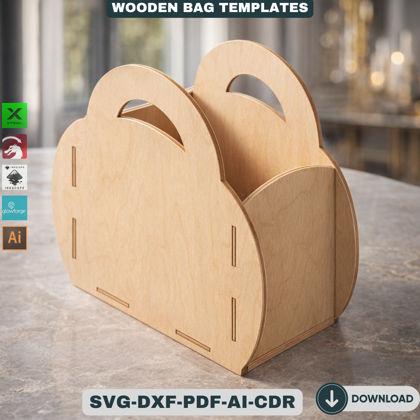 Wooden Purse Bundle Laser Cut Gift Bag Templates DIY Wood Handbag Set Laser Cut Box Designs Unique Gift for Her 933
