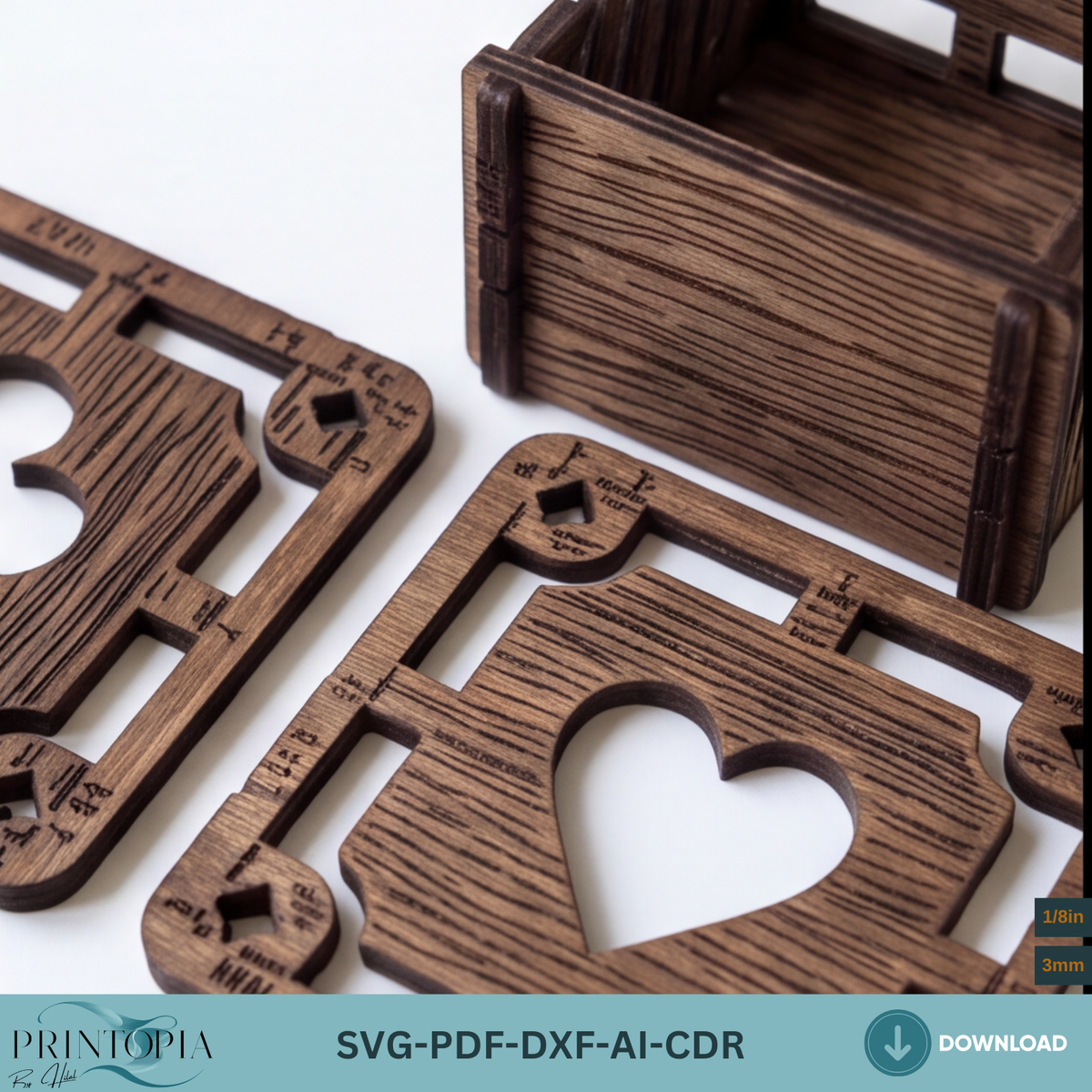 Wooden Deck of Cards Coaster Laser Cut Design Viking Rune Coaster Box Template 381