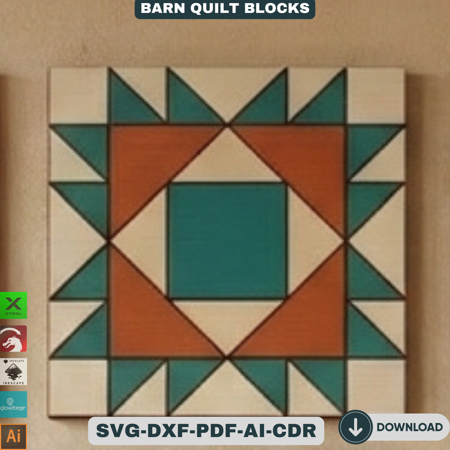 Quilt Block Patterns Laser Cut Template Modern Mosaic Wood Wall Art Farmhouse Decor DIY Patchwork Sign 936