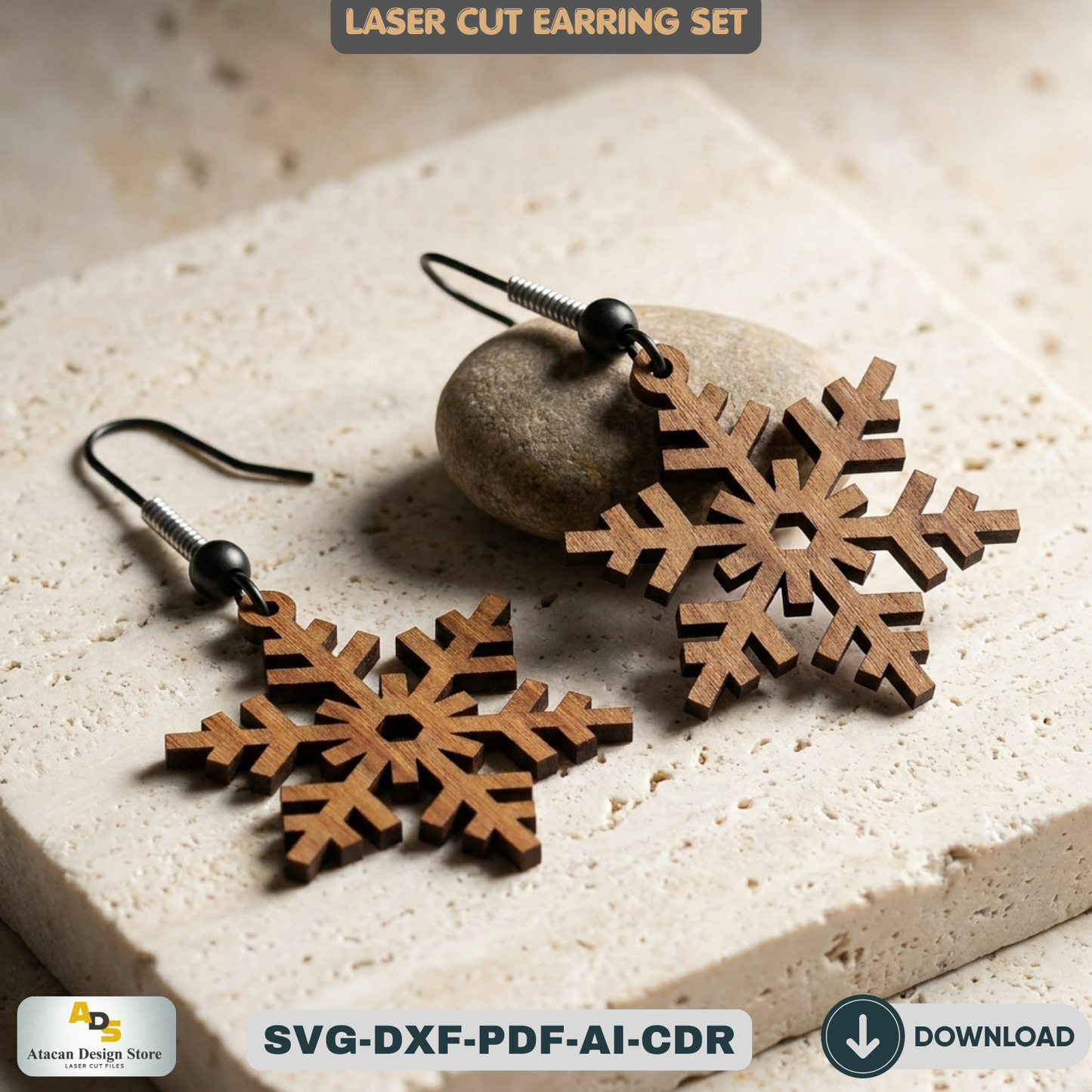 9 Snowflake Earring Designs, Winter Christmas Jewelry Template, Holiday Craft Project 209