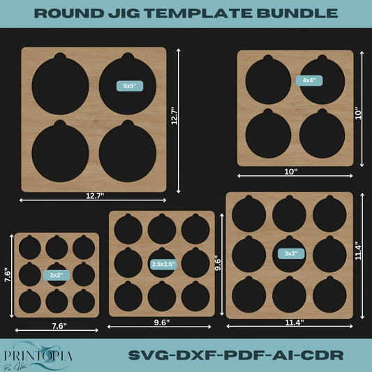 Round Jig Template Bundle for Laser Cutting - Perfect for Engraving Projects 151