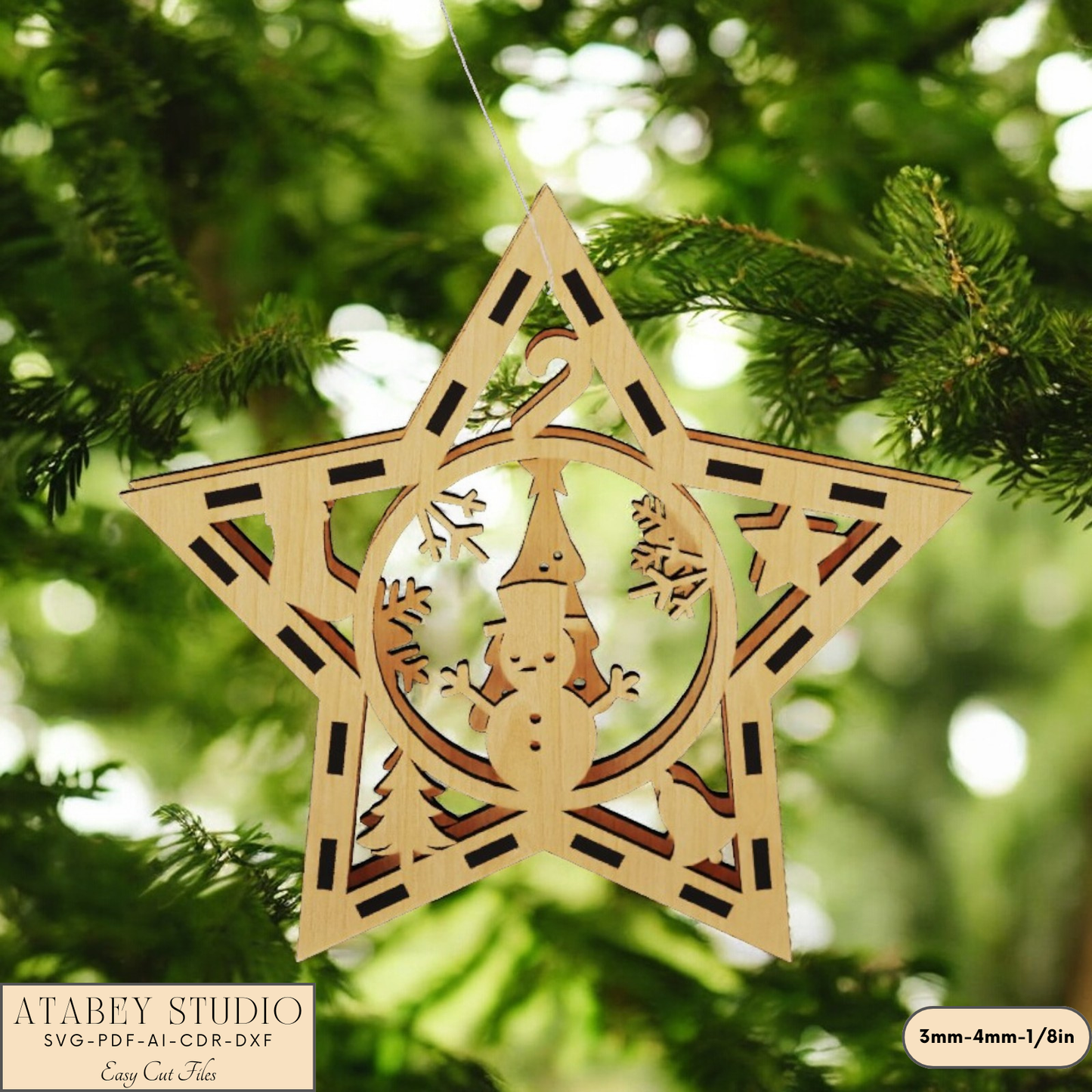 Christmas Star Ornament SVG - Laser Cut Designs for Festive Tree Decorations & Holiday Crafts 902