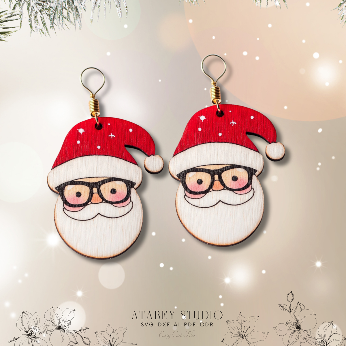 Christmas Earrings Collection - Adorable Festive Designs for Laser Cutting 875