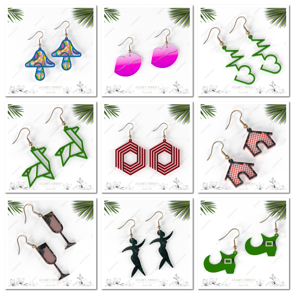 Unique Earring Design Collection - Diverse Themes for Laser Cutting | Lifetime Access | Commercial License 862