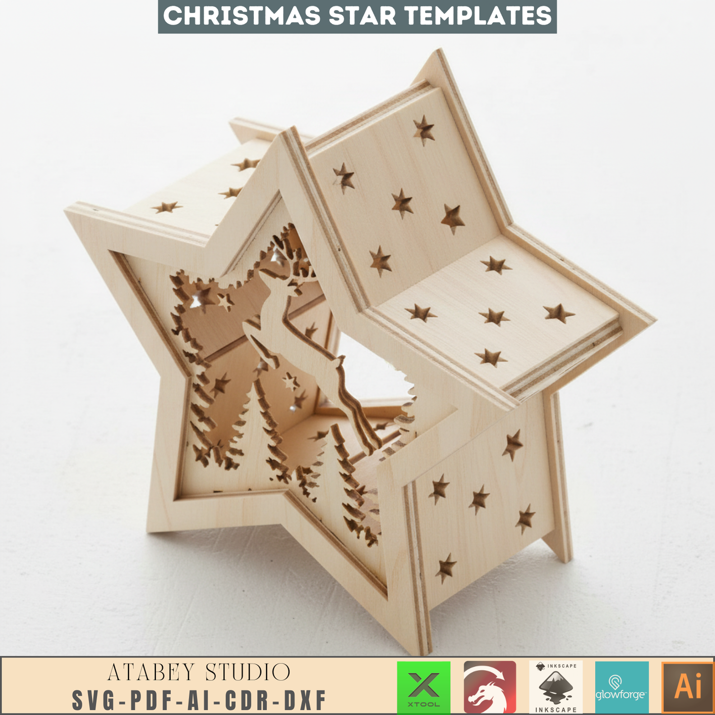 Christmas Star Lanterns Template - Winter Glow Candle Holder Design 956