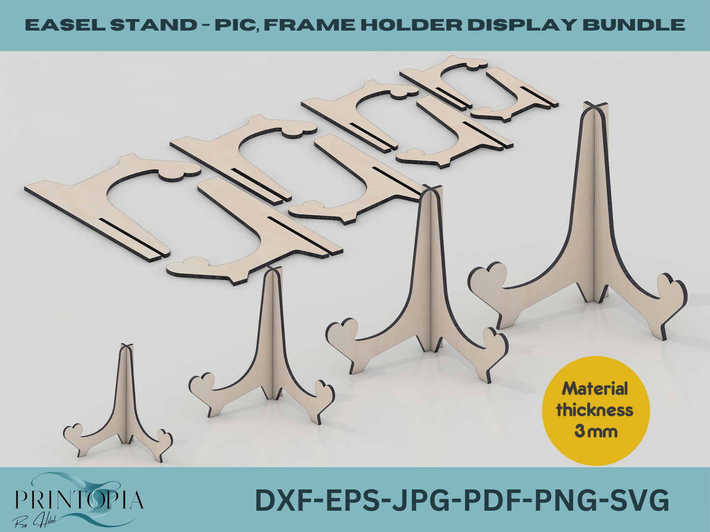 Adjustable Easel Stand Bundle for Photos  Frames - Laser Cut Ready,5 Thickness Options, Perfect for Crafts & Photos 138