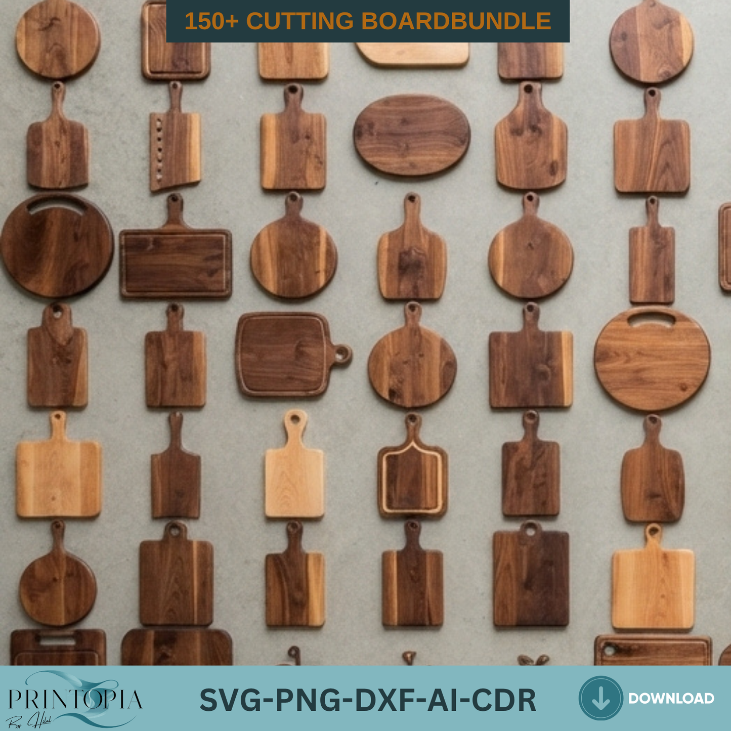 150+ Cutting Board Shapes Laser Cut Templates Wooden Kitchen Bundle